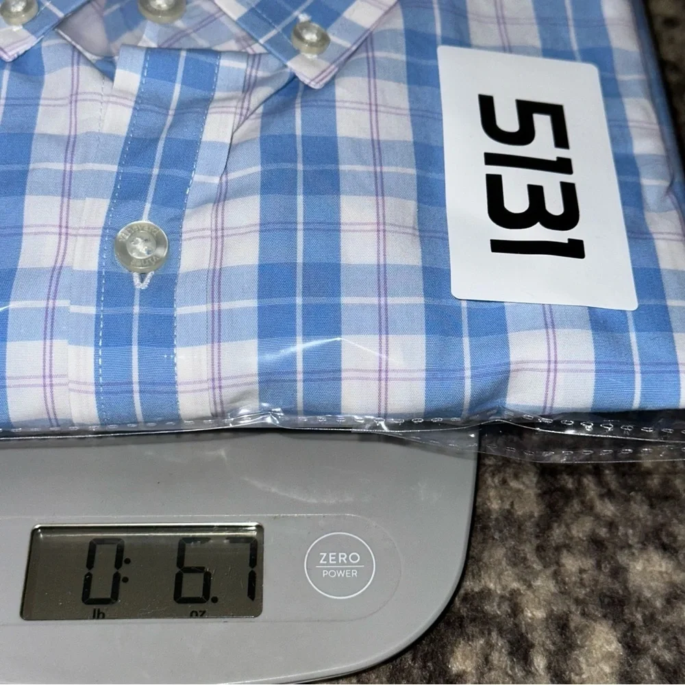 Vineyard Vines Men’s L Blue White Plaid Cotton Whale Slim Fit Button Down Shirt